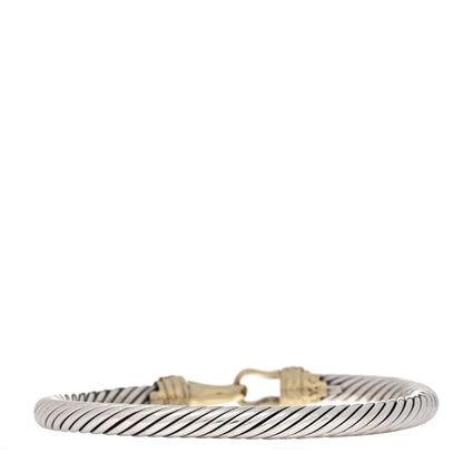 David Yurman Sterling Silver 14K Yellow Gold Sapphire 5mm Cable Buckle Bracelet 2 of 3