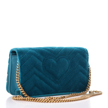 Gucci Velvet Matelasse GG Marmont Mini Bag Pavone Cyan 3 of 11