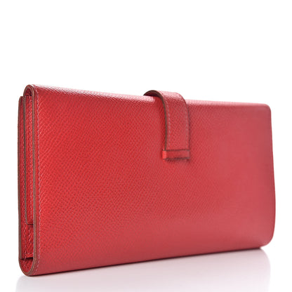 Hermes Epsom Bearn Gusset Wallet Rouge Casaque 3 of 8