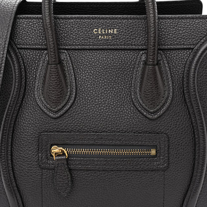 Celine Drummed Calfskin Nano Luggage Liquorice 8 of 11