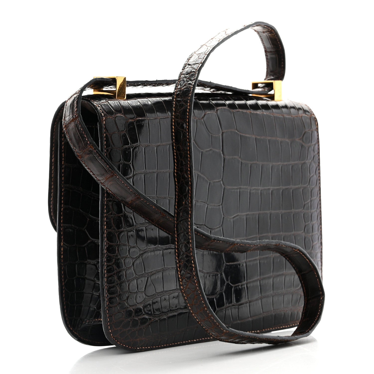 Hermes Shiny Niloticus Crocodile Constance 24 Havane 3 of 15