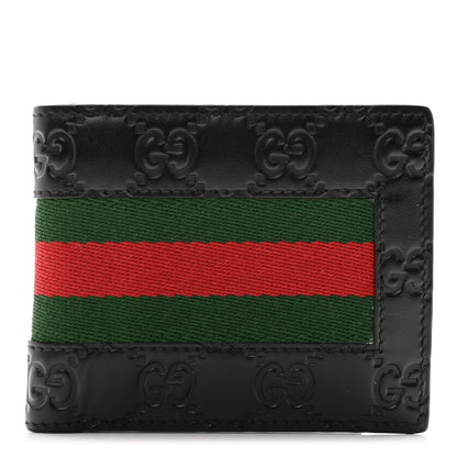 Gucci Guccissima Signature Web New Web Bi-Fold Coin Wallet Black 1 of 11