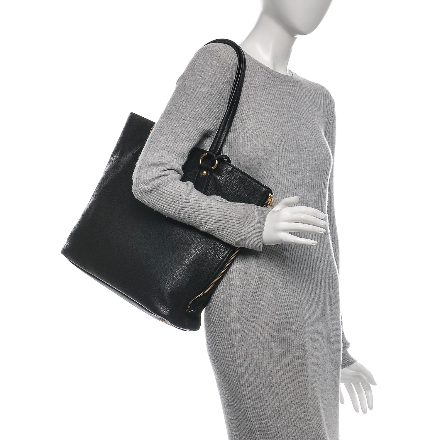 Prada Vitello Daino Zip Tote Nero Black 2 of 7