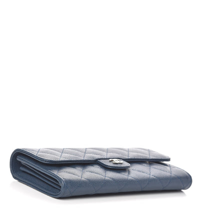 Chanel Caviar Quilted Large Gusset Flap Wallet Navy 4 of 9