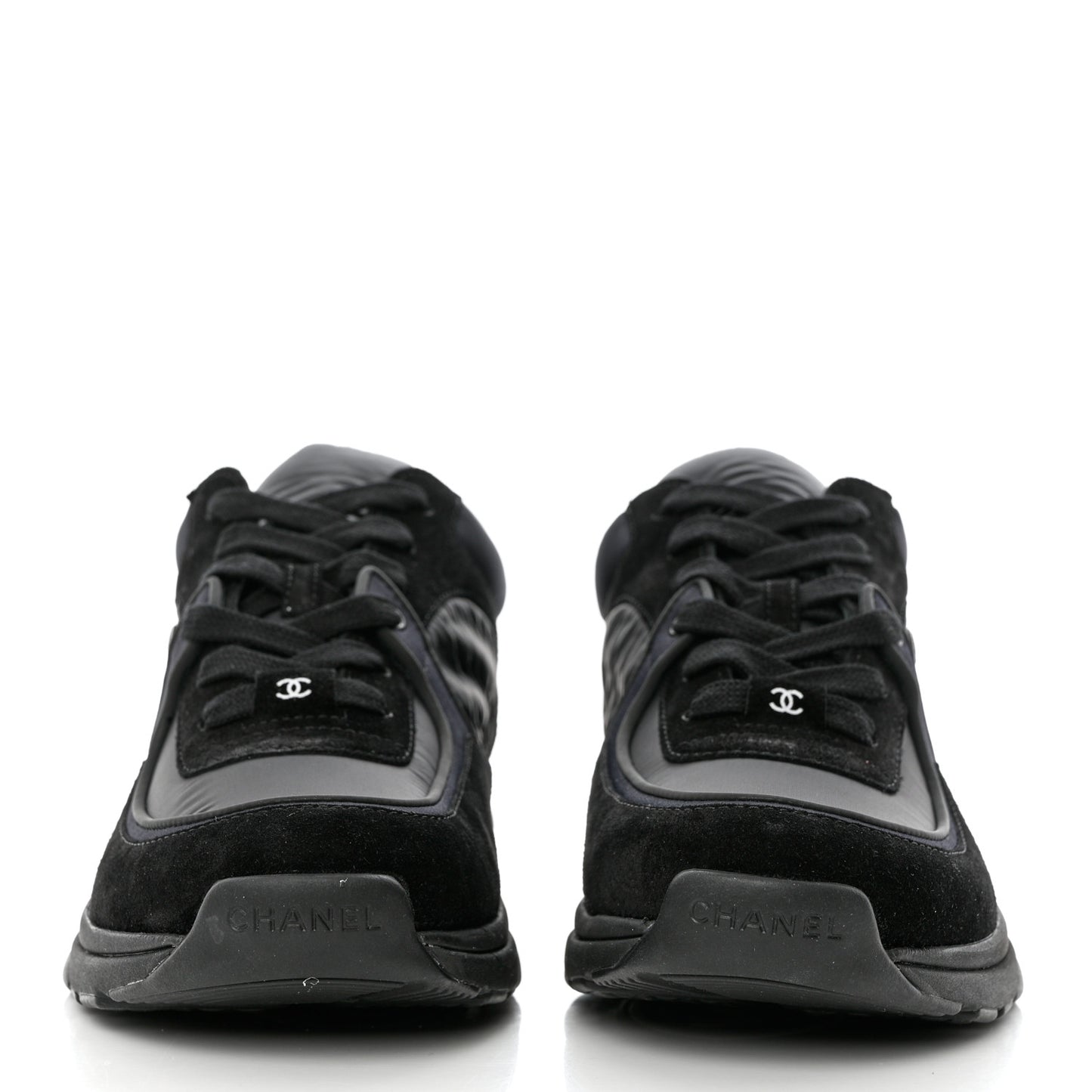 Mixed Fibers Calfskin Suede CC Sneakers 40.5 Black