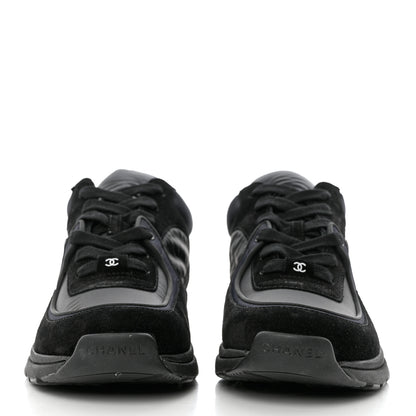 Chanel Mixed Fibers Calfskin Suede CC Sneakers 40.5 Black 2 of 9
