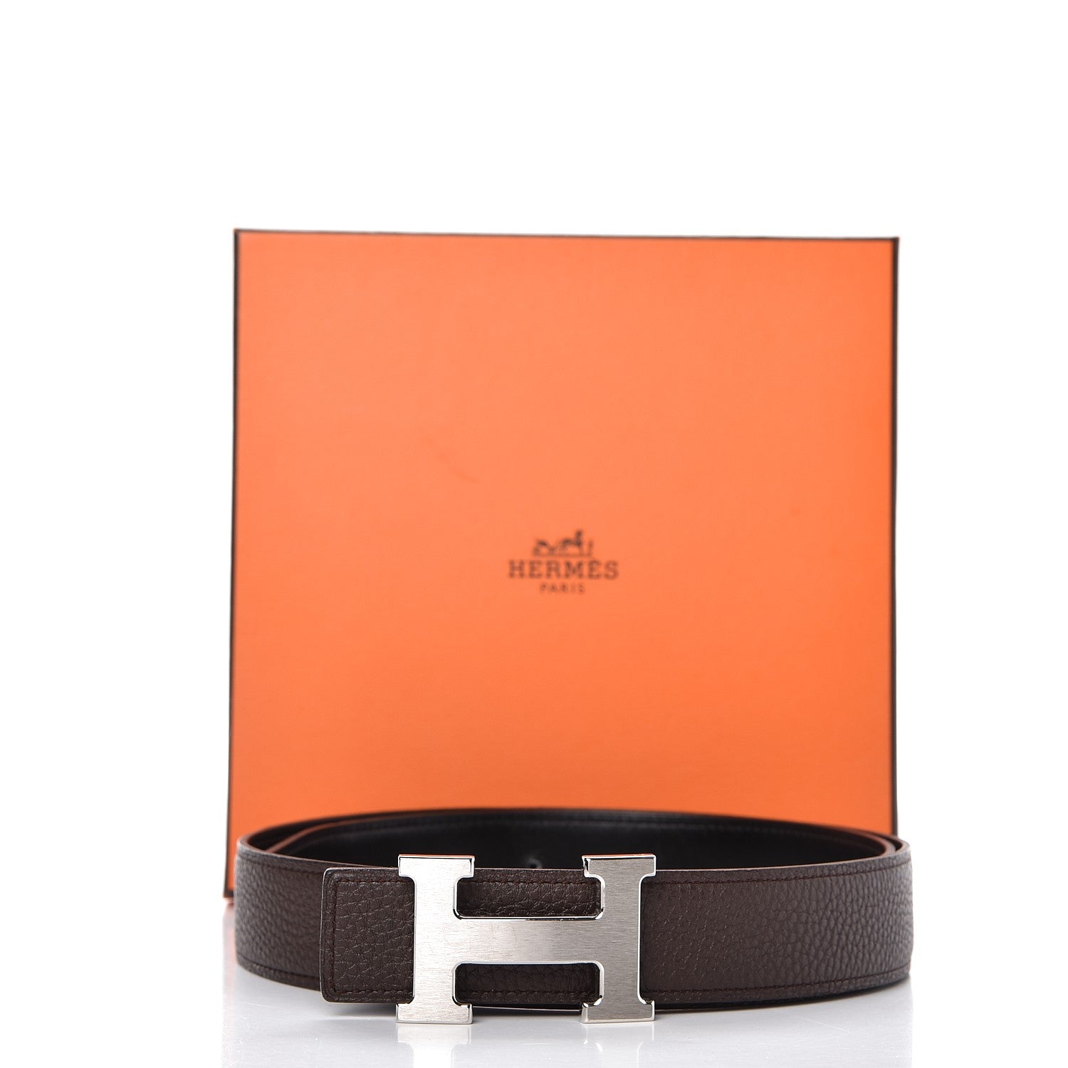Hermes Box Togo 32mm H Belt 85 Black Chocolate 8 of 8