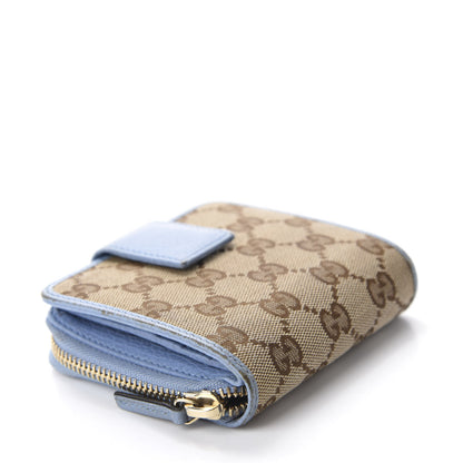Gucci Monogram Dollar Calfskin Zip Around French Flap Wallet Beige Ebony Mineral Blue 4 of 12