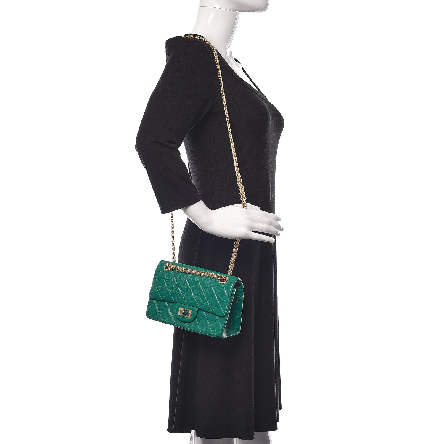 Chanel Metallic Aged Calfskin Quilted 2.55 Reissue Mini Flap Green 2 of 9