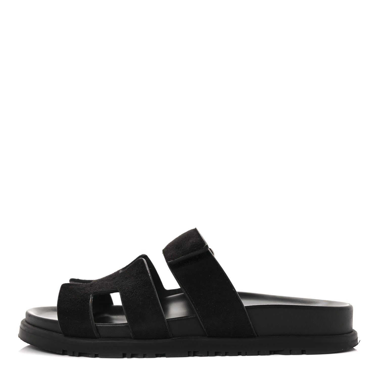 Hermes Suede Goatskin Womens Chypre Sandals 36.5 Black 1 of 9