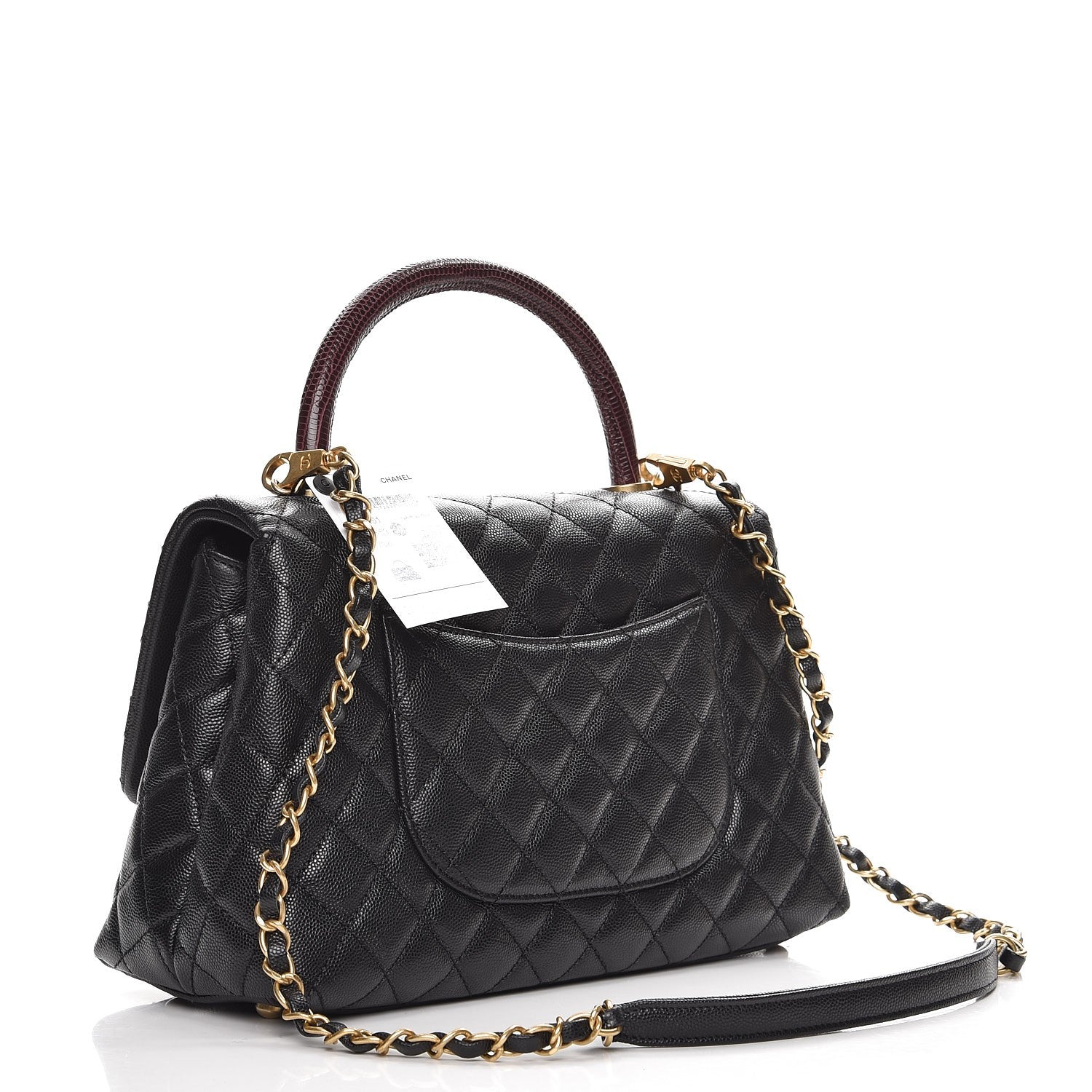 Chanel Caviar Lizard Quilted Small Coco Handle Flap Black 4 of 9