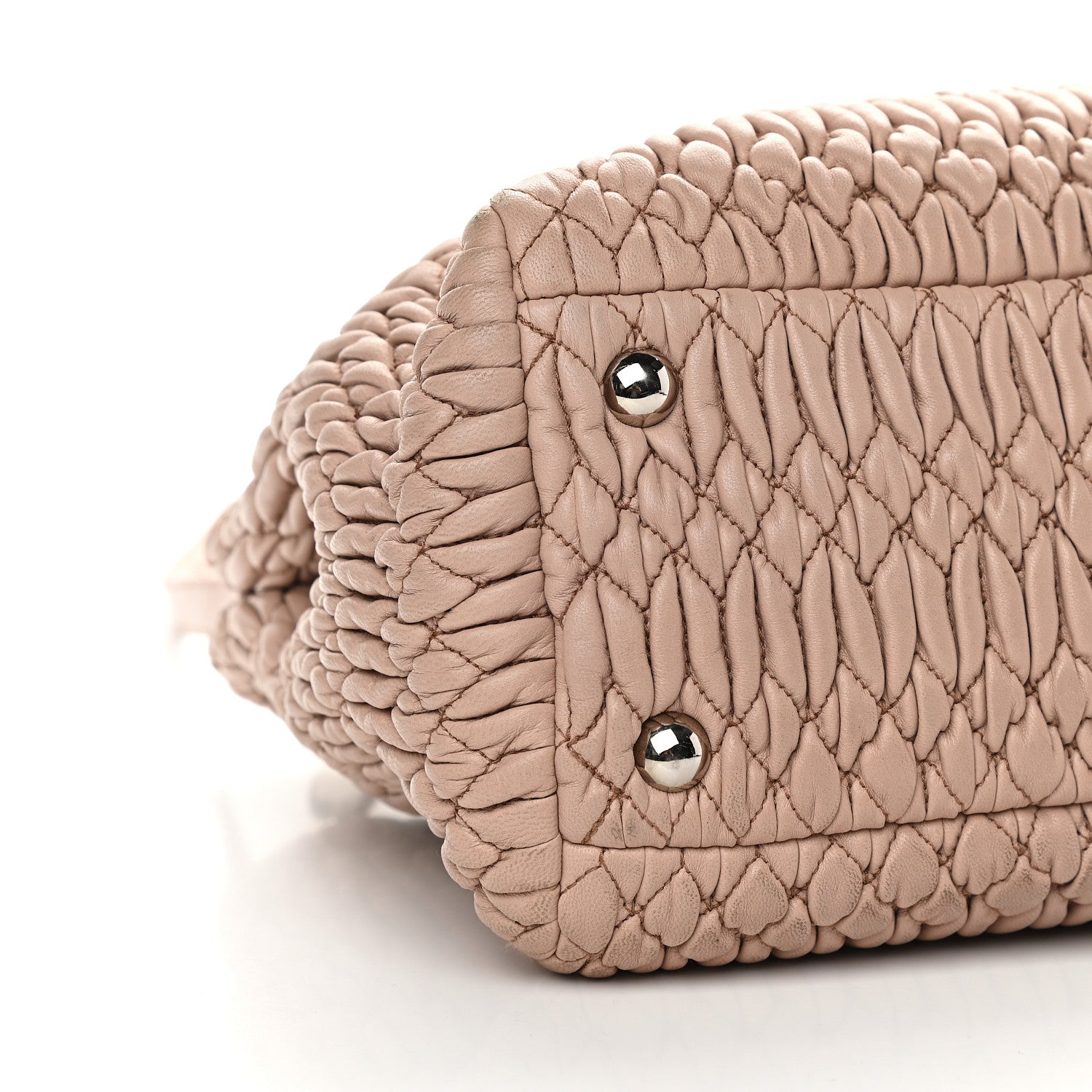 Miu Miu Nappa Matelasse Swarovski Crystal Tote Cammeo 8 of 9
