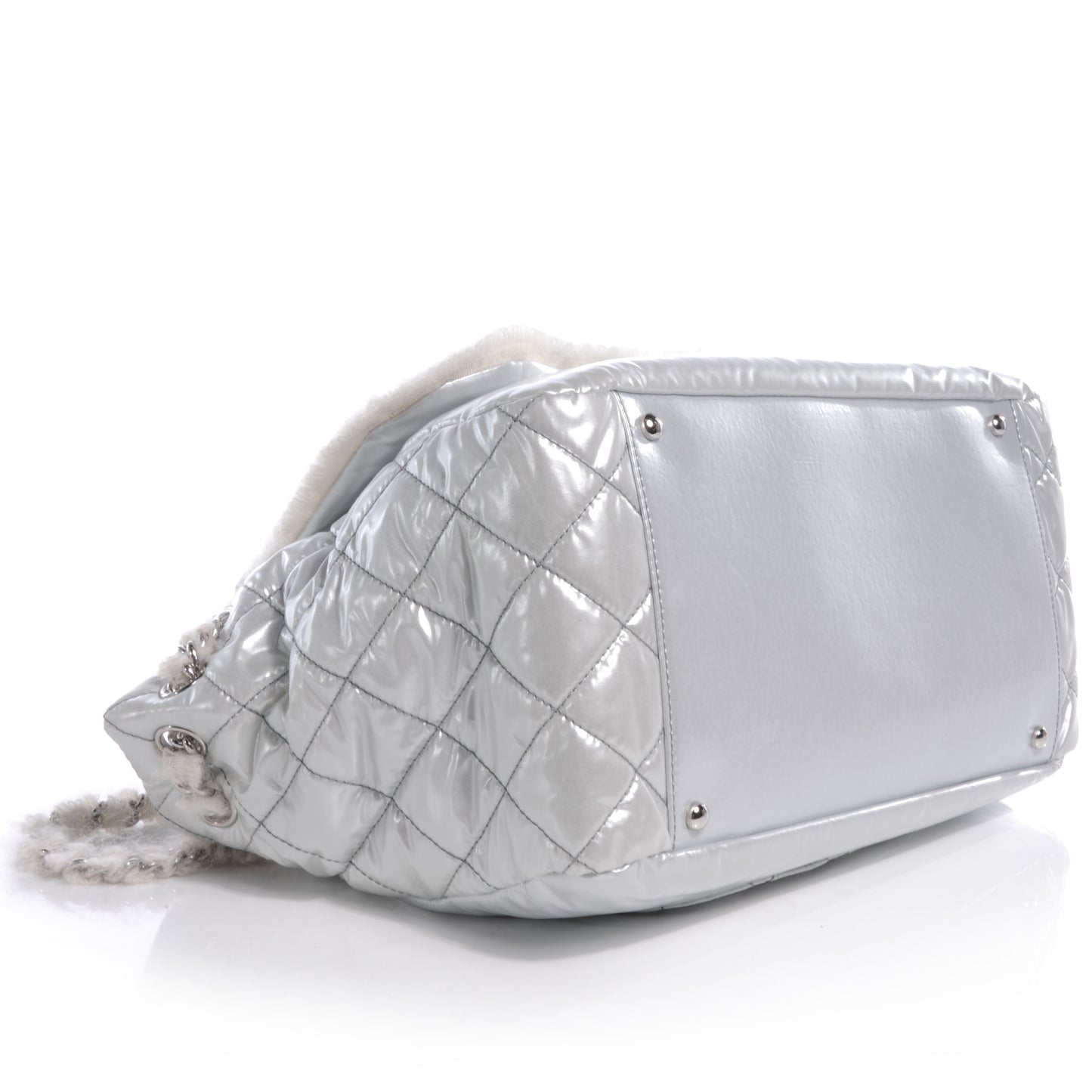 Vinyl Mohair Trimmed Accordion Arctic Polar Ice Flap Silver
