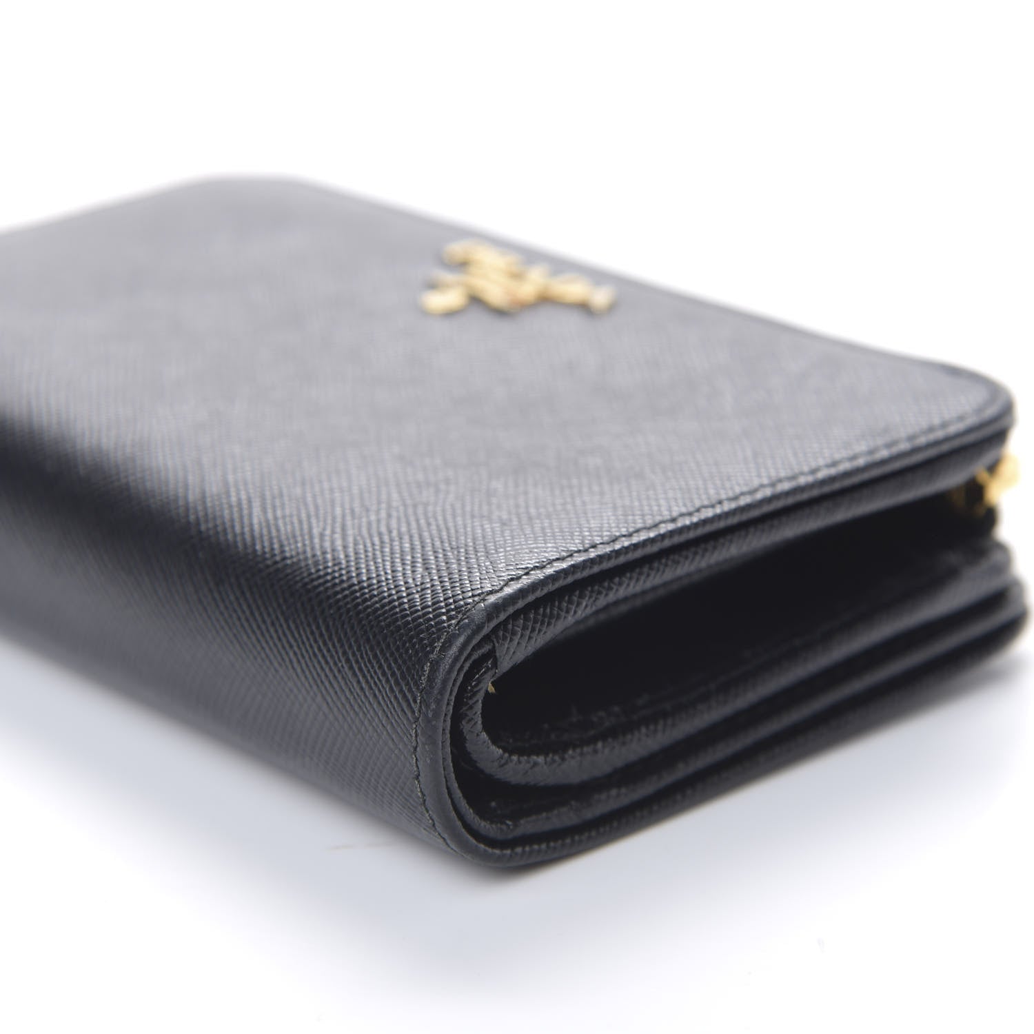 Prada Saffiano Metal Compact Wallet Black 6 of 9