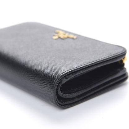 Prada Saffiano Metal Compact Wallet Black 6 of 9