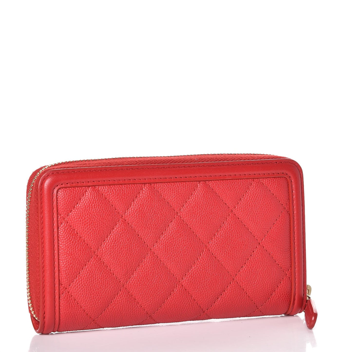 Caviar Quilted Small Filigree Zip Around Wallet Red