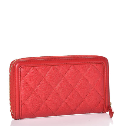 Chanel Caviar Quilted Small Filigree Zip Around Wallet Red 3 of 10
