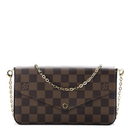 Louis Vuitton Damier Ebene Pochette Felicie Chain Wallet 1 of 10