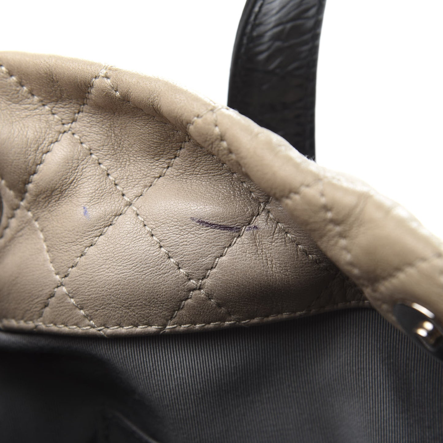 Glazed Calfskin Lambskin Portobello Tote Black Beige