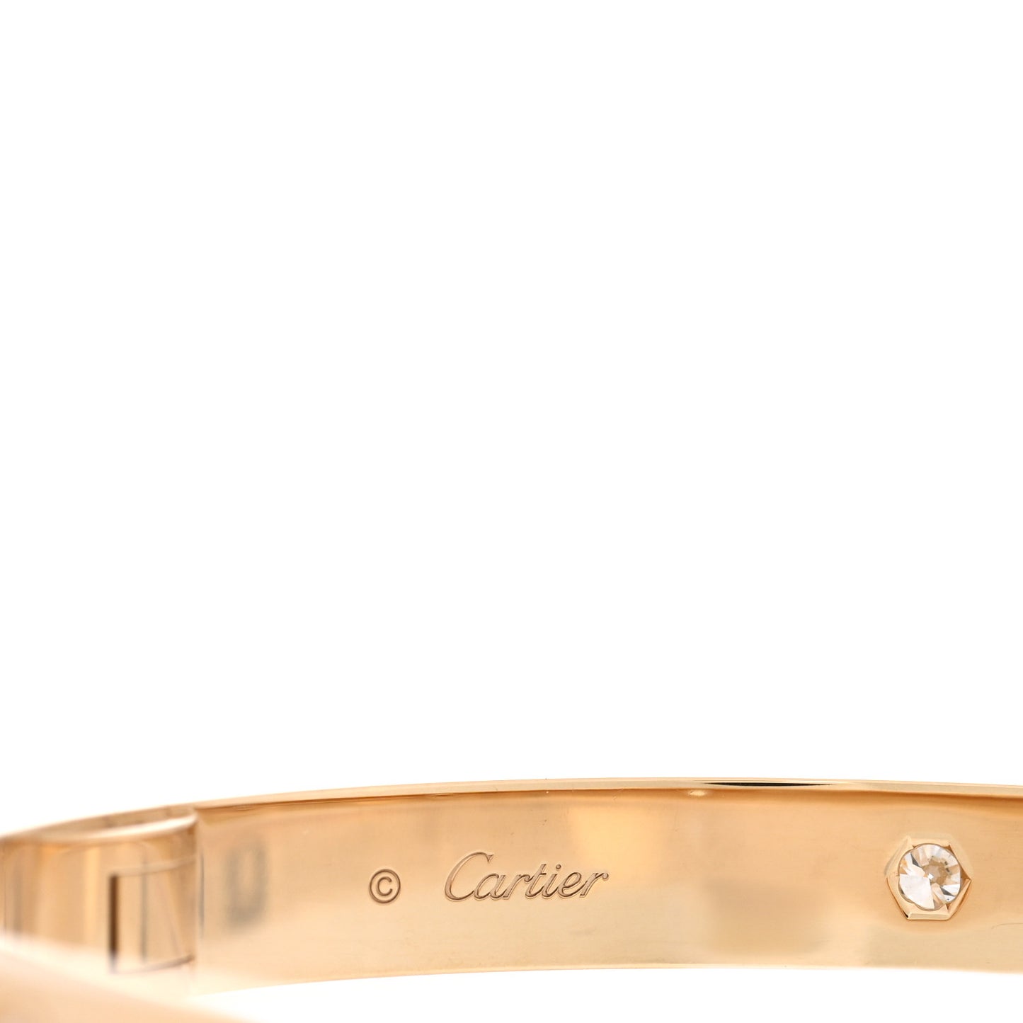 18K Yellow Gold 4 Diamond LOVE Single Screw Bracelet 19