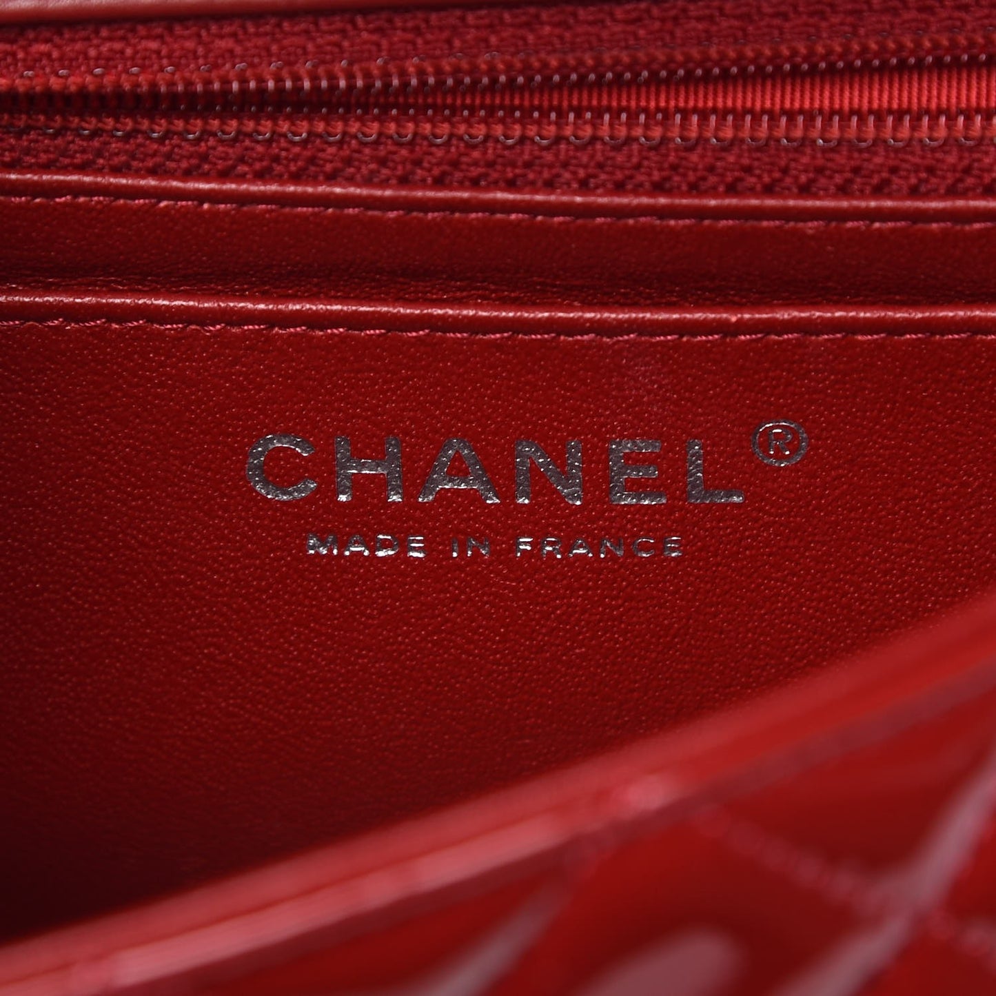 Patent Calfskin Quilted Mini Rectangular Flap Red