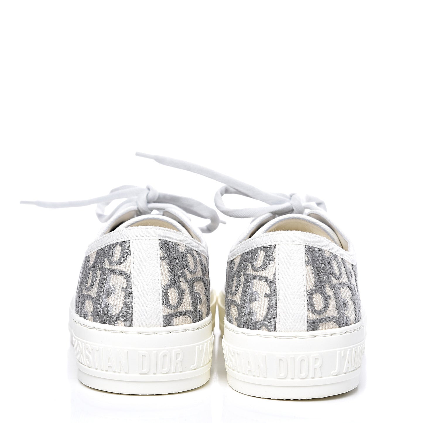 Canvas Oblique Walk'N'Dior Low Top Sneakers 37.5 Grey Stone