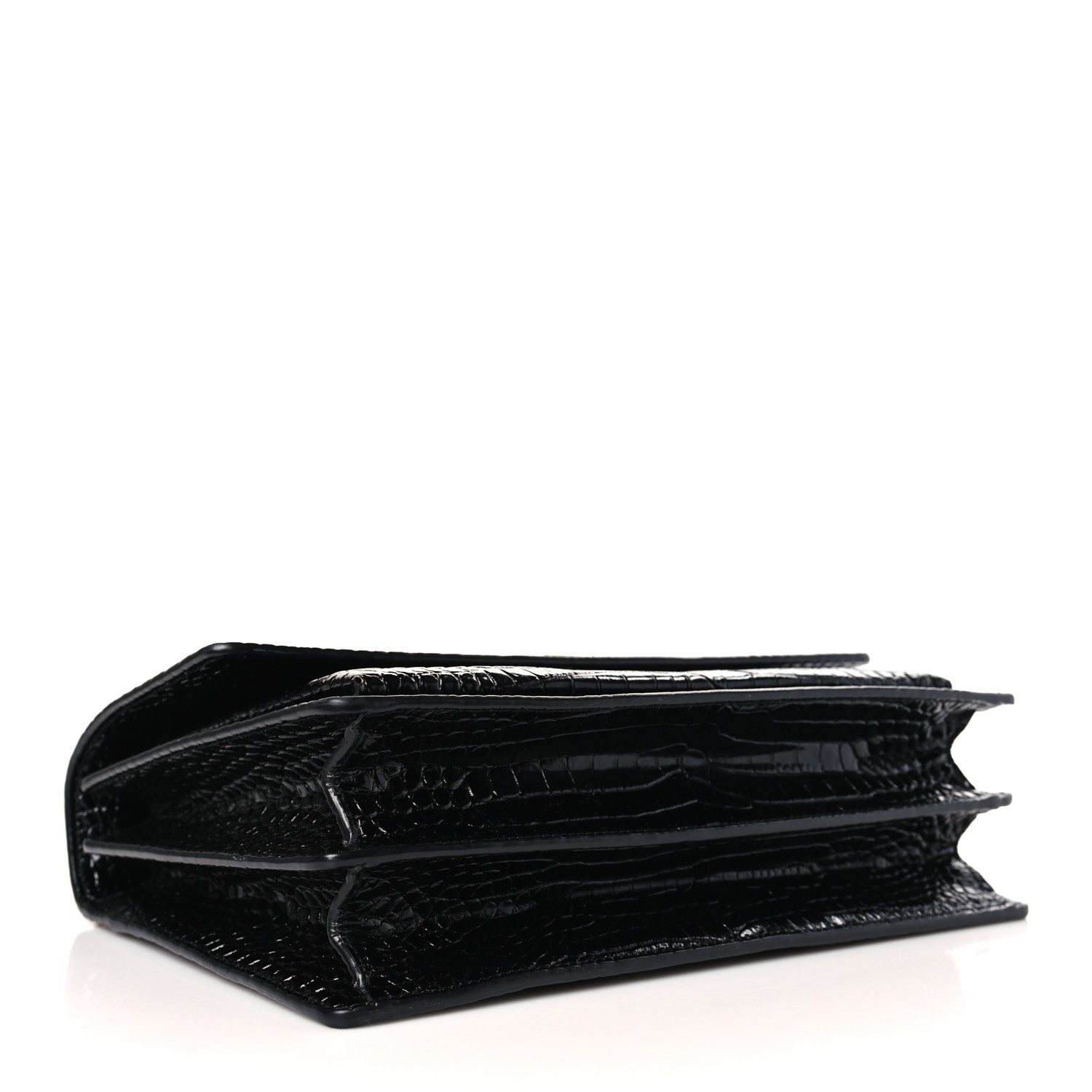 Saint Laurent Calfskin Crocodile Embossed Large Monogram Sunset Black 4 of 8