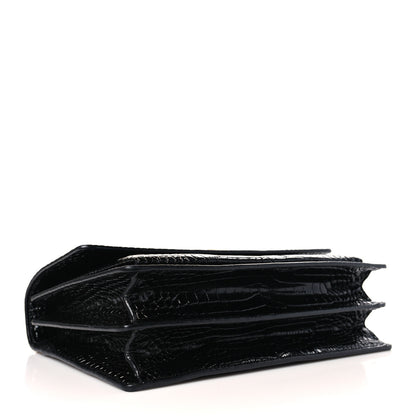 Saint Laurent Calfskin Crocodile Embossed Large Monogram Sunset Black 4 of 8