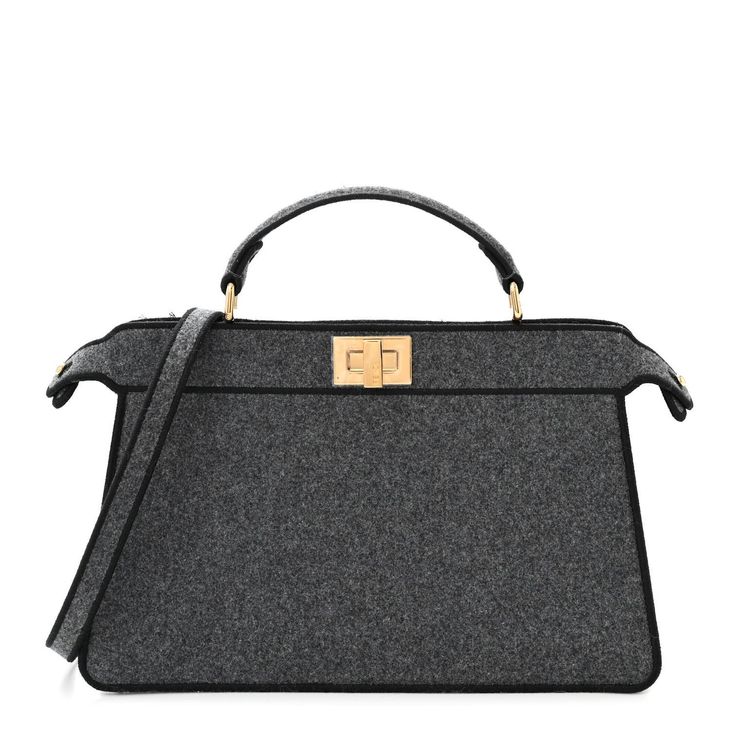 Melange Flannel Satin Threaded Edge Medium Peekaboo I SEE U East West Satchel Grigio Bois de Rose