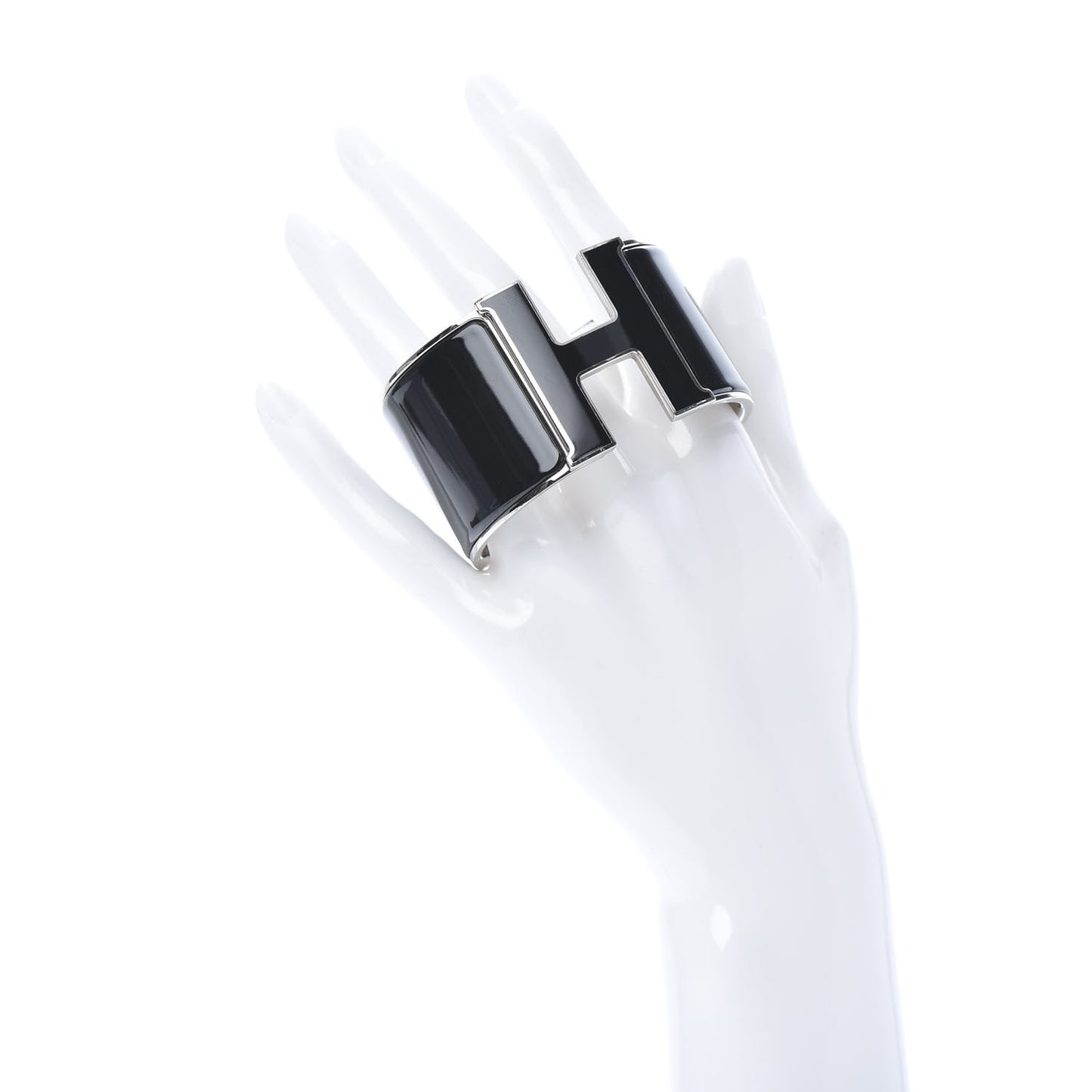 Enamel Extra Wide Clic Clac H Bracelet PM Black