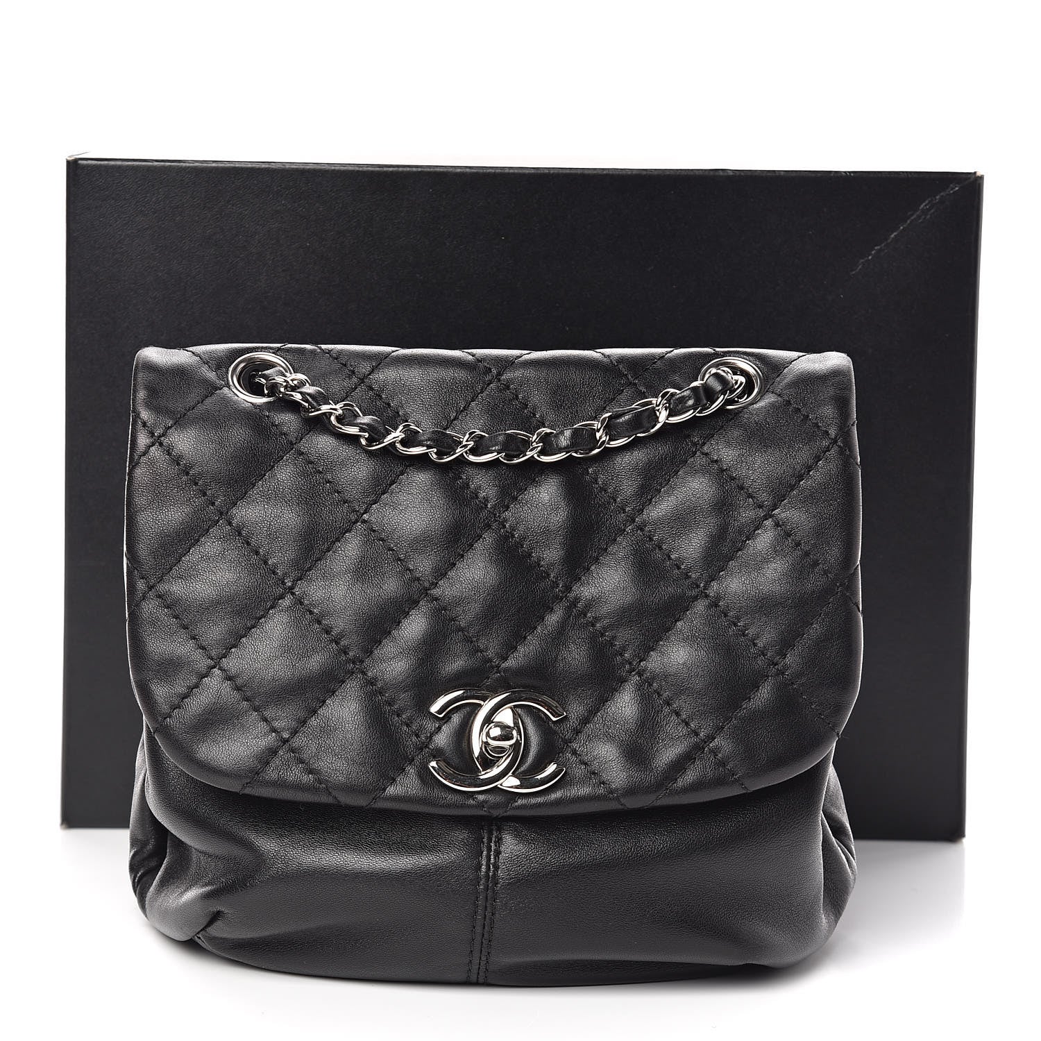 Chanel Shiny Lambskin Quilted Mini Trianon Messenger Flap Black 11 of 11