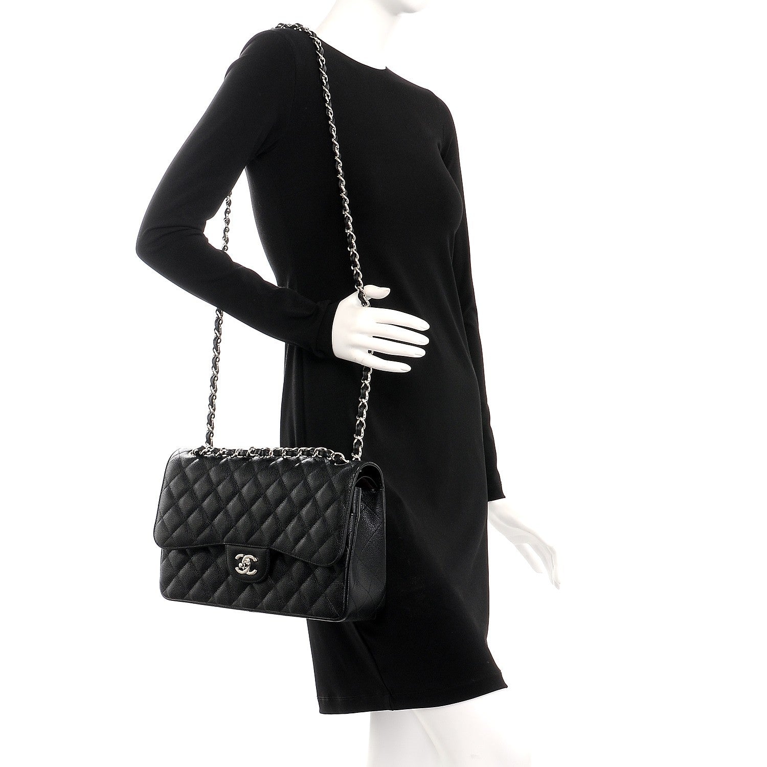 Chanel Caviar Quilted Jumbo Double Flap Black 2 of 9
