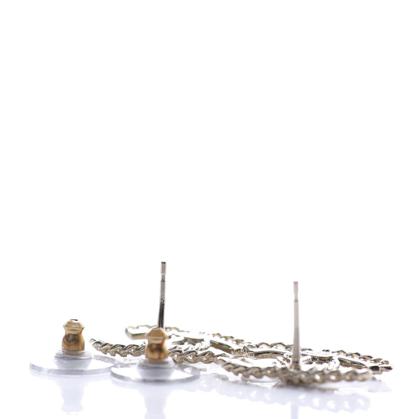 Crystal Chain CC Earrings Gold