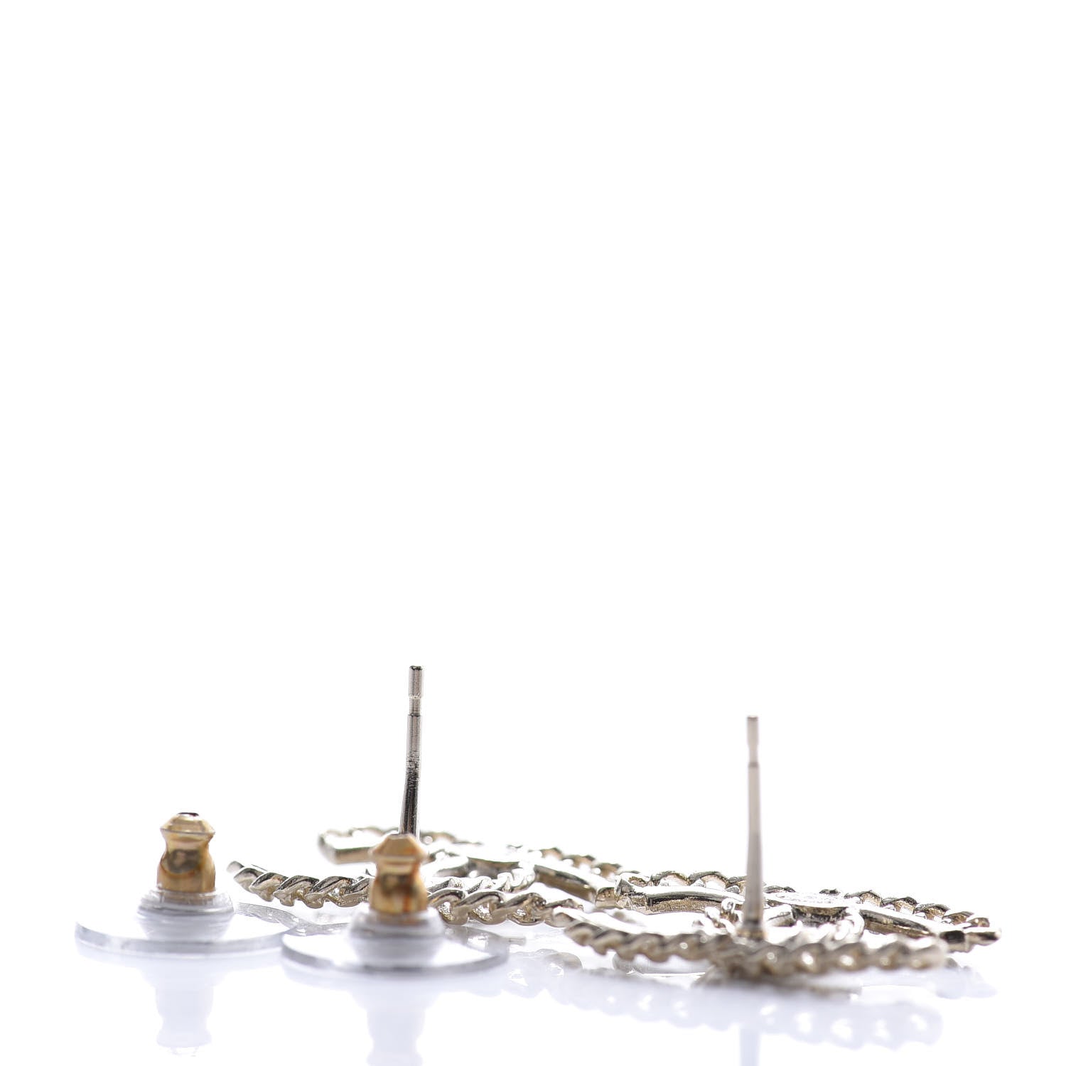 Chanel Crystal Chain CC Earrings Gold 3 of 4