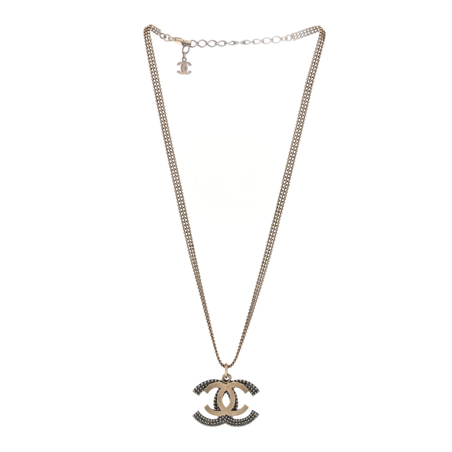 Double Chain CC Necklace Gold Silver
