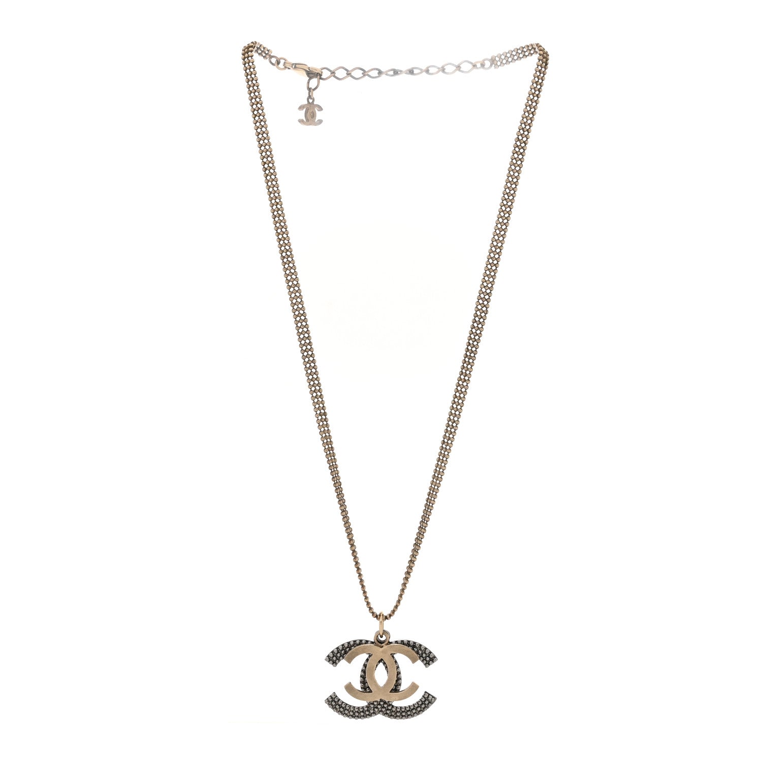 Chanel Double Chain CC Necklace Gold Silver 3 of 5