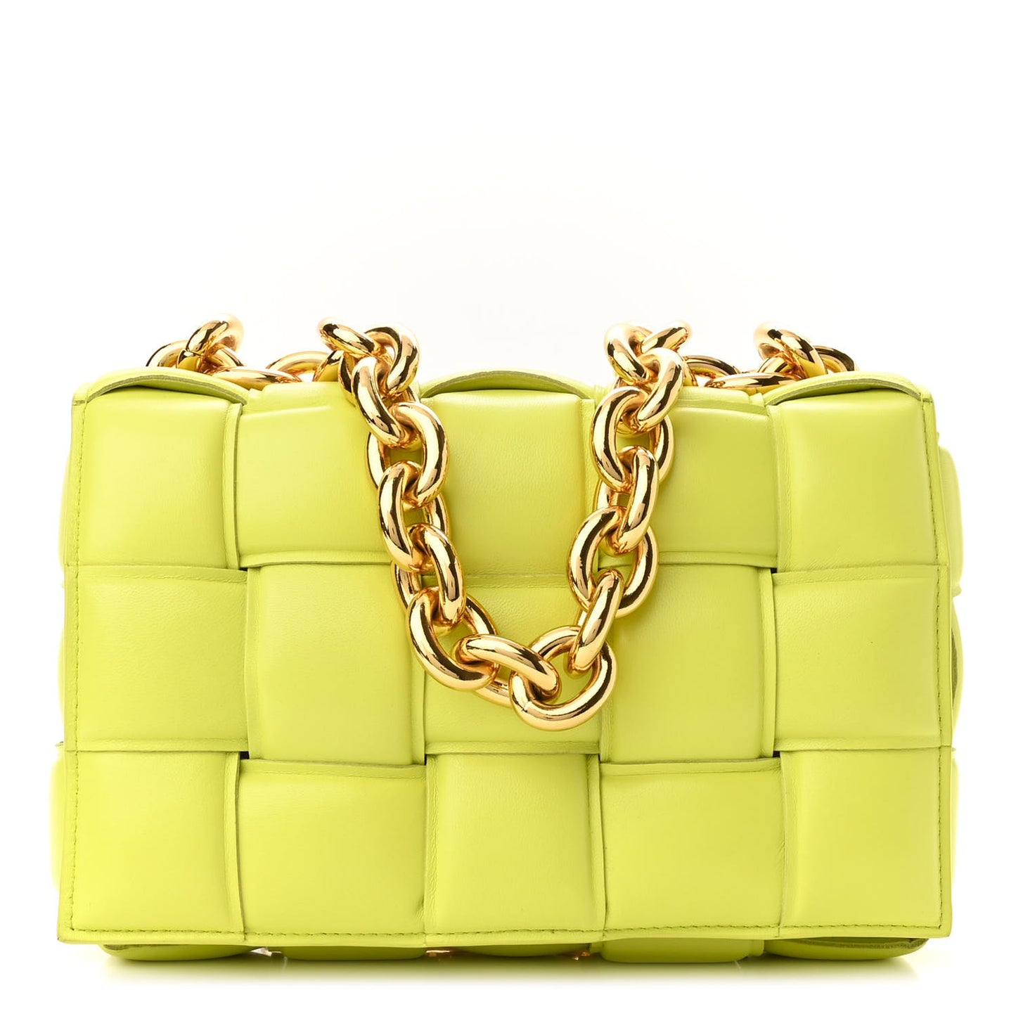 Lambskin Maxi Intreccio Padded Chain Cassette Crossbody Bag Kiwi