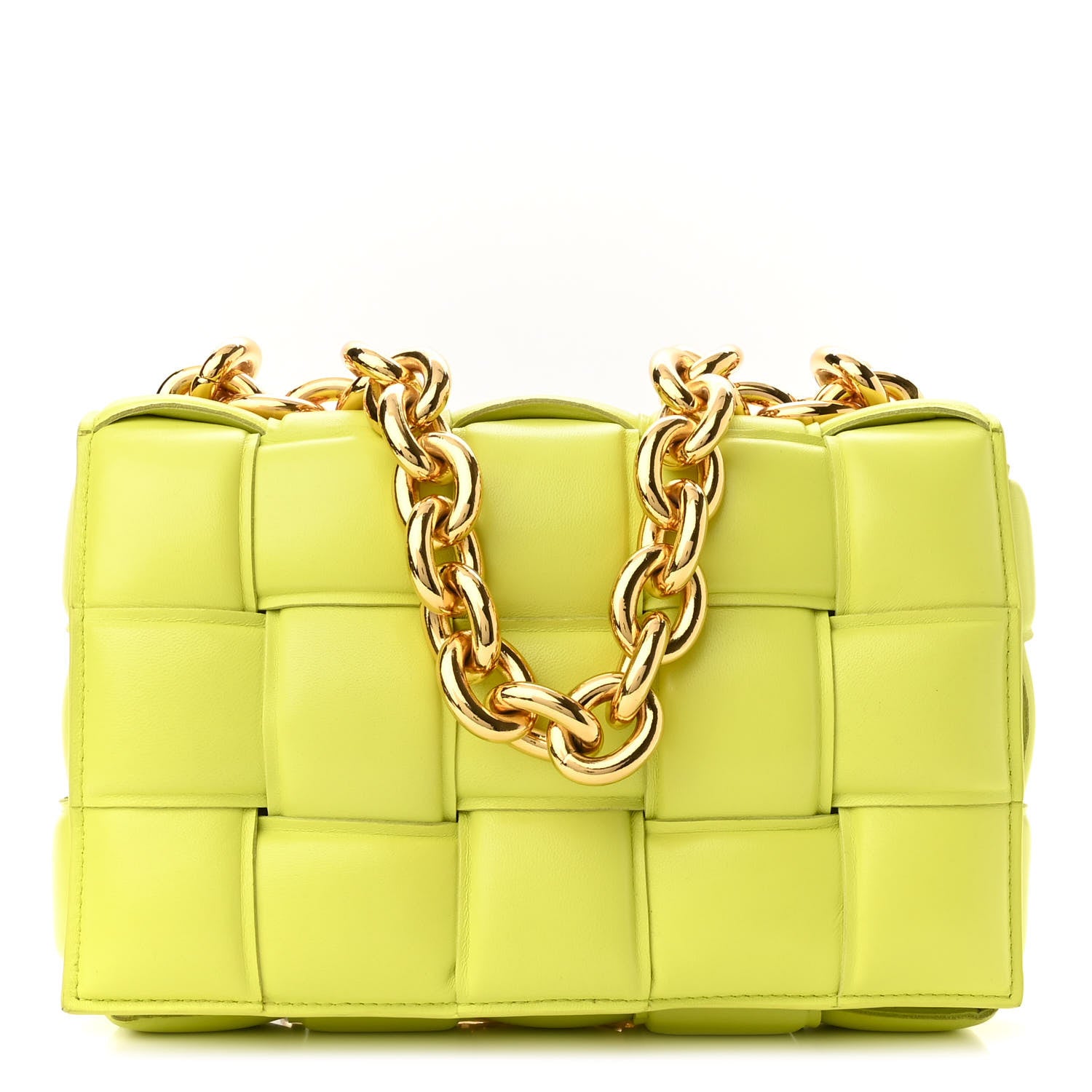 Bottega Veneta Lambskin Maxi Intreccio Padded Chain Cassette Crossbody Bag Kiwi 1 of 9