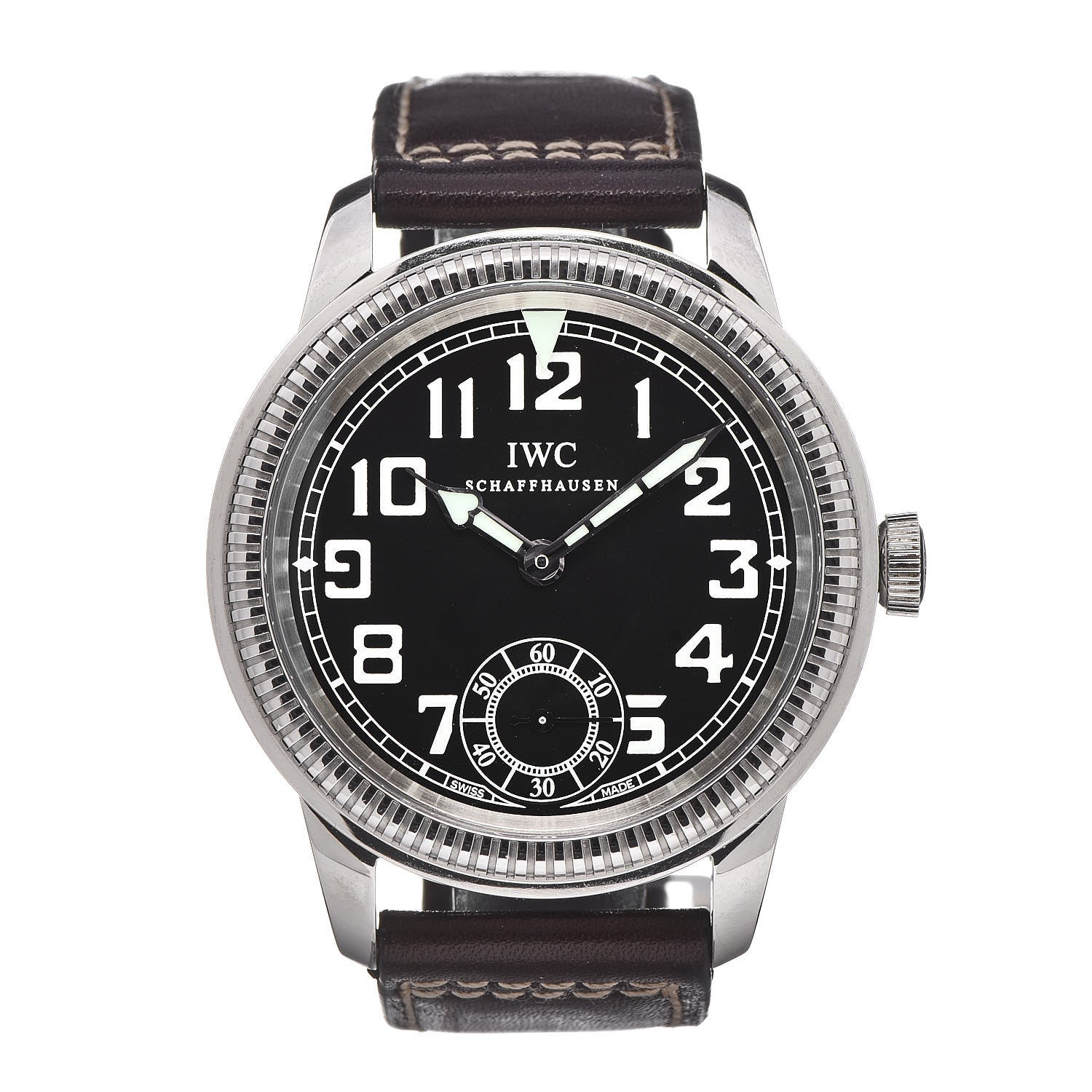IWC Stainless Steel Calfskin 44mm Schaffhausen Pilot Manual Winding Watch Blue IW325401 1 of 5