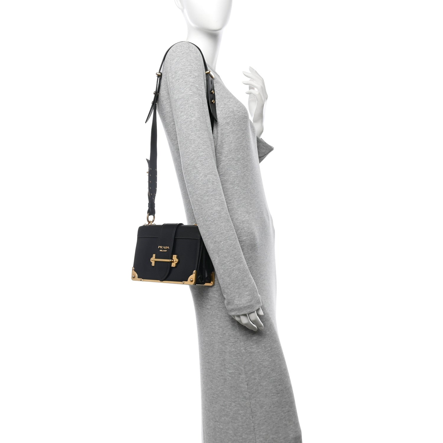 Prada City Calf Saffiano Cahier Bag Black 2 of 13