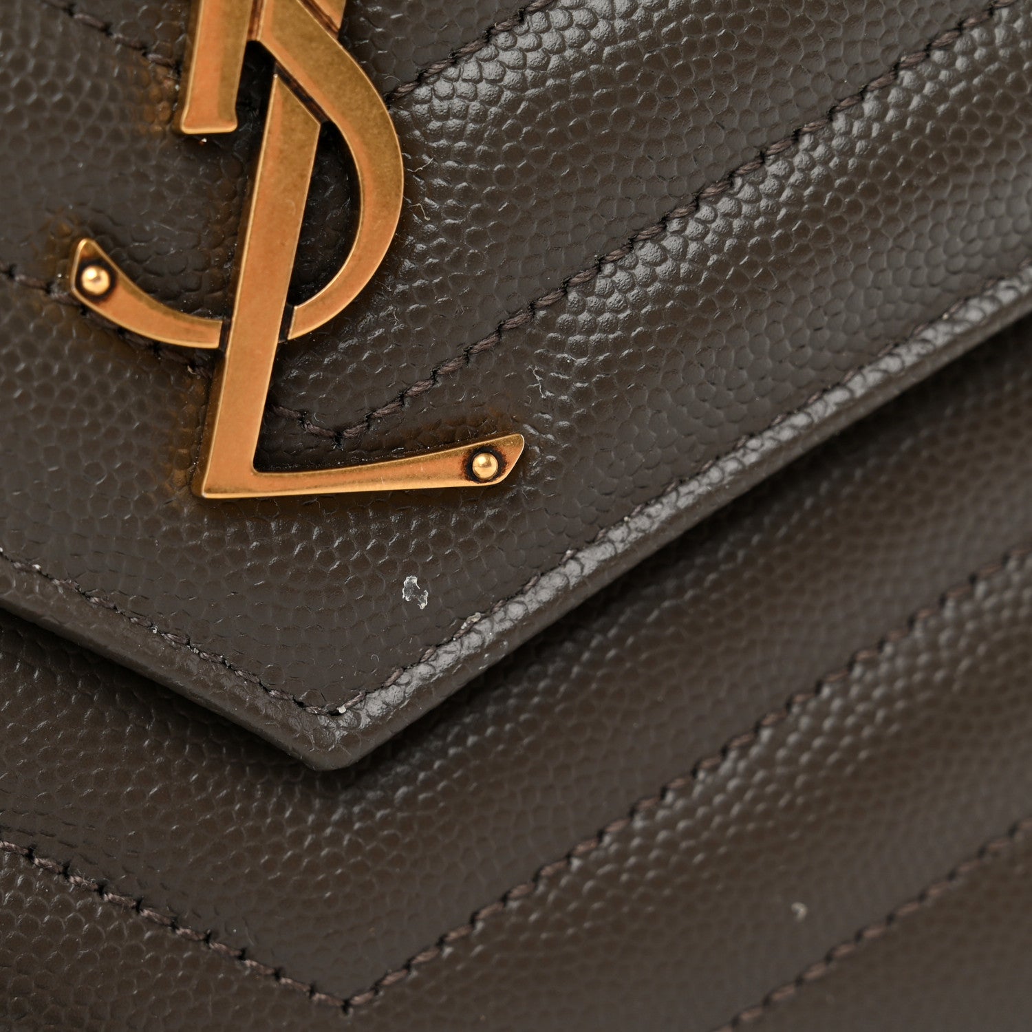 Saint Laurent Grain De Poudre Matelasse Chevron Monogram Envelope Clutch Earth 8 of 9