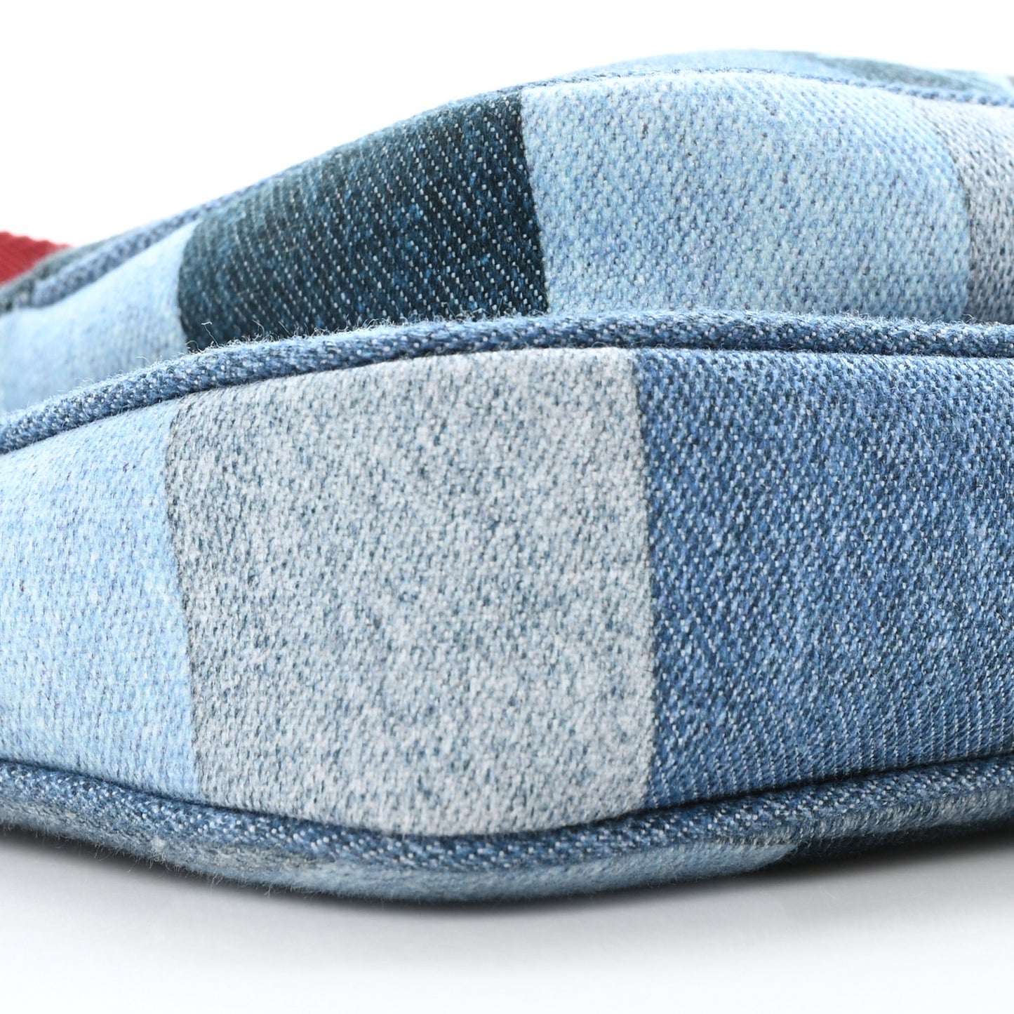 Denim Damier Monogram Patchwork Multi Pochette Accessories Blue Rouge