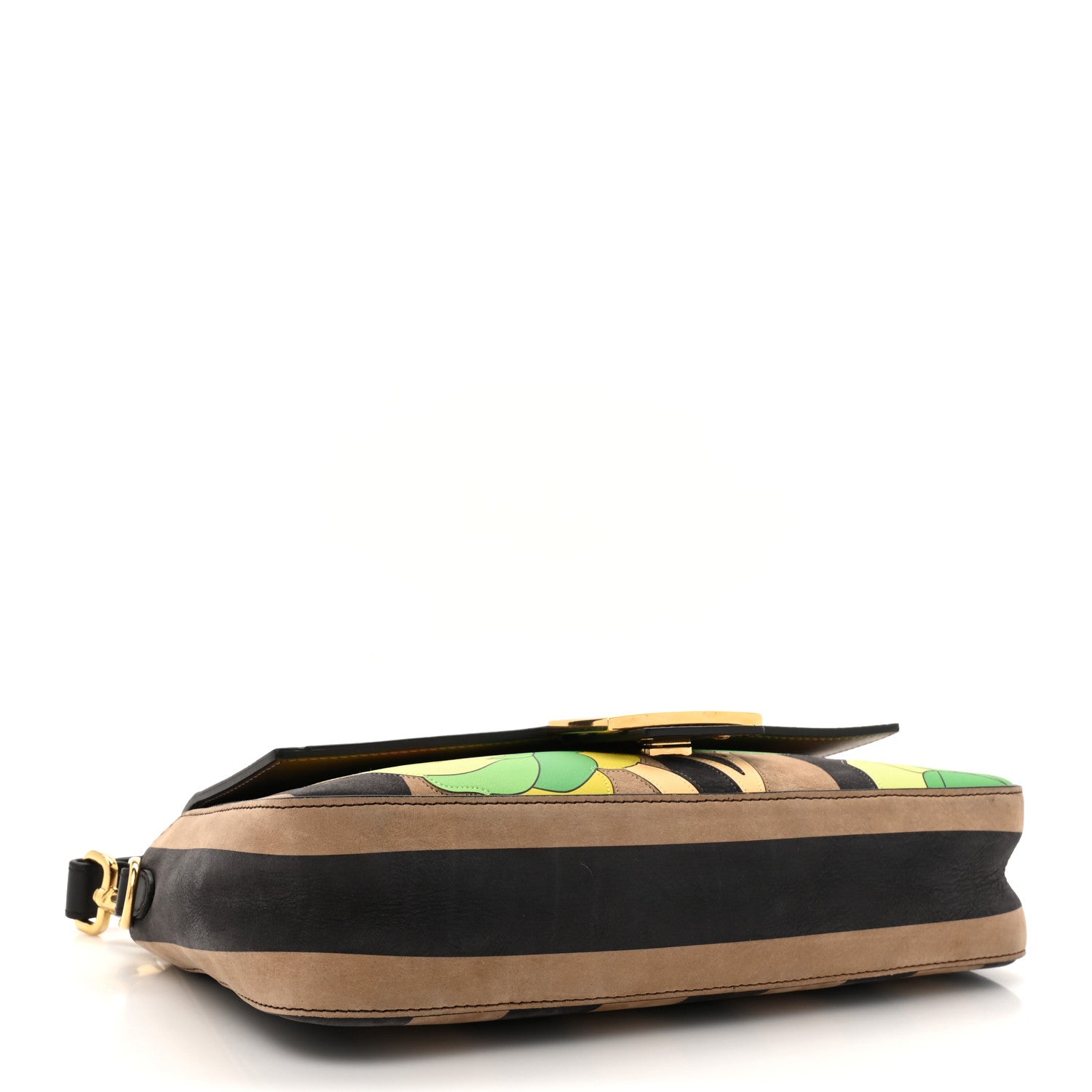 Fendi Nubuck Pequin Floral Print Baguette Tobacco Moro Ebano 4 of 16