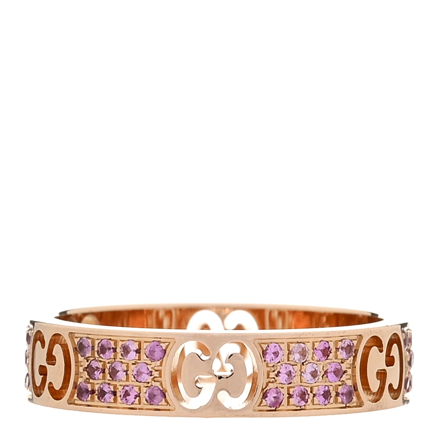 18K Rose Gold Pink Sapphire Icon Stardust Thin Band Ring 52 6