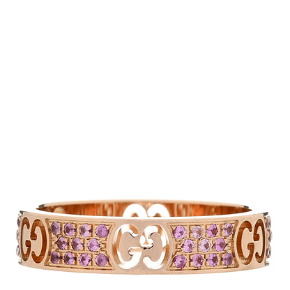 Gucci 18K Rose Gold Pink Sapphire Icon Stardust Thin Band Ring 52 6 3 of 6