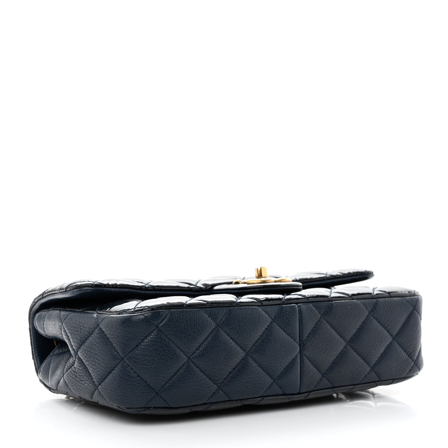 Chanel Patent Goatskin Quilted Medium CC Eyelet Flap Blue 4 of 10
