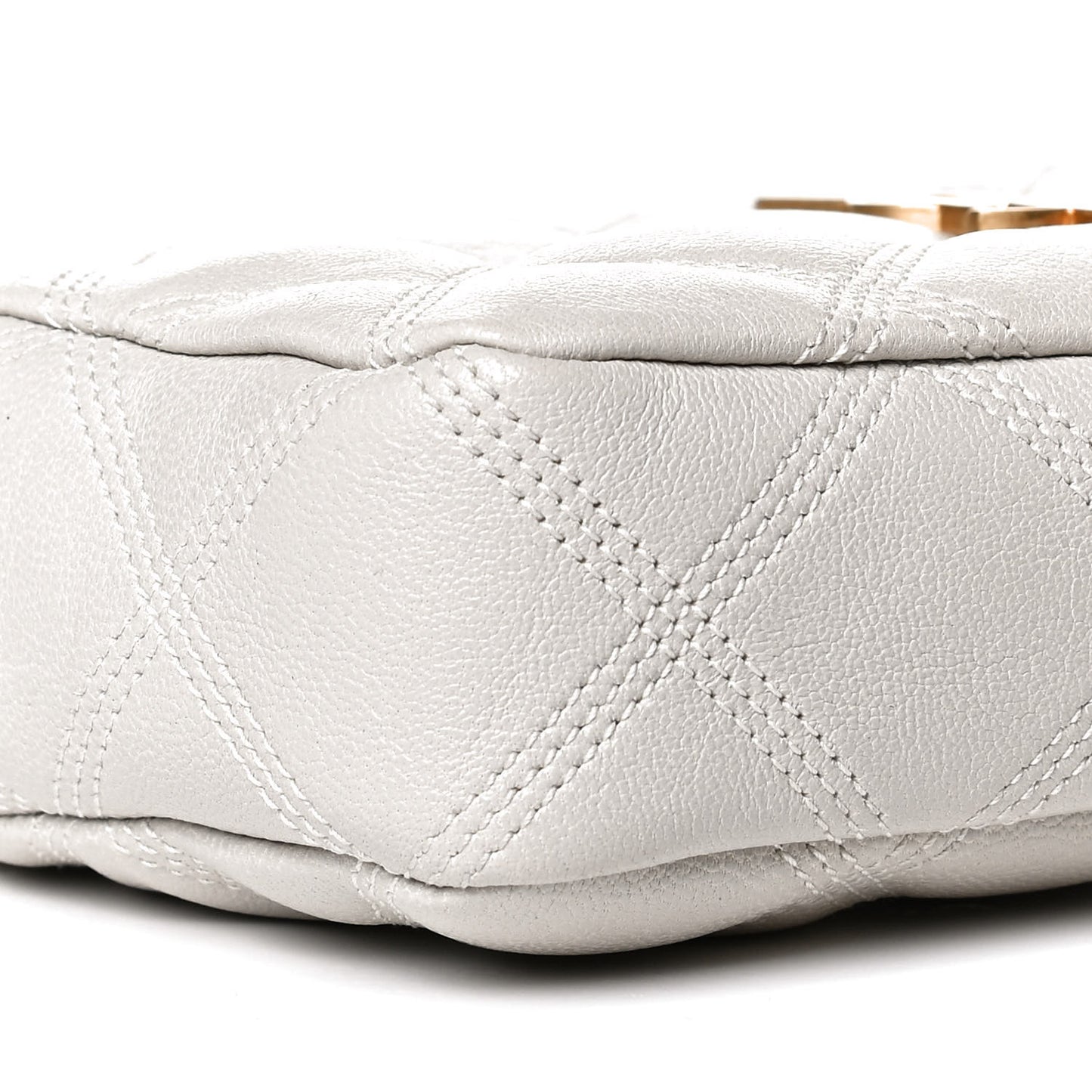 Grained Lambskin Quilted Mini Becky Double Zip Bag Vintage White