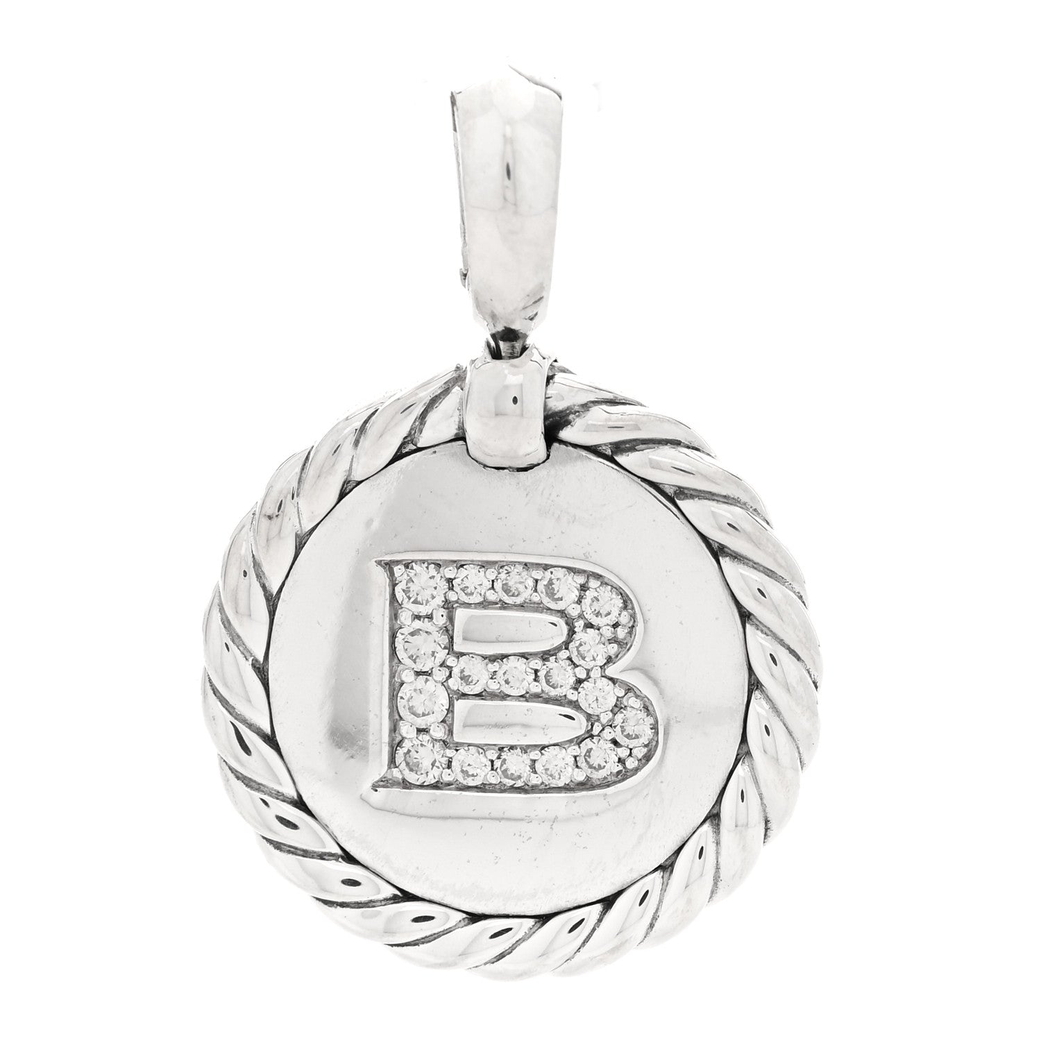 David Yurman Sterling Silver Diamond Initial B Charm 1 of 3