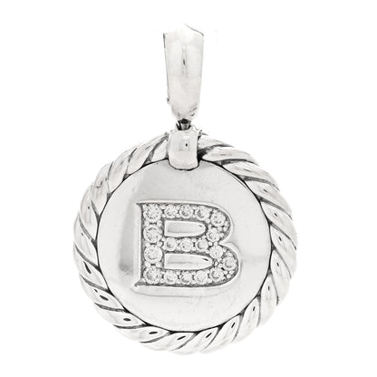 David Yurman Sterling Silver Diamond Initial B Charm 1 of 3