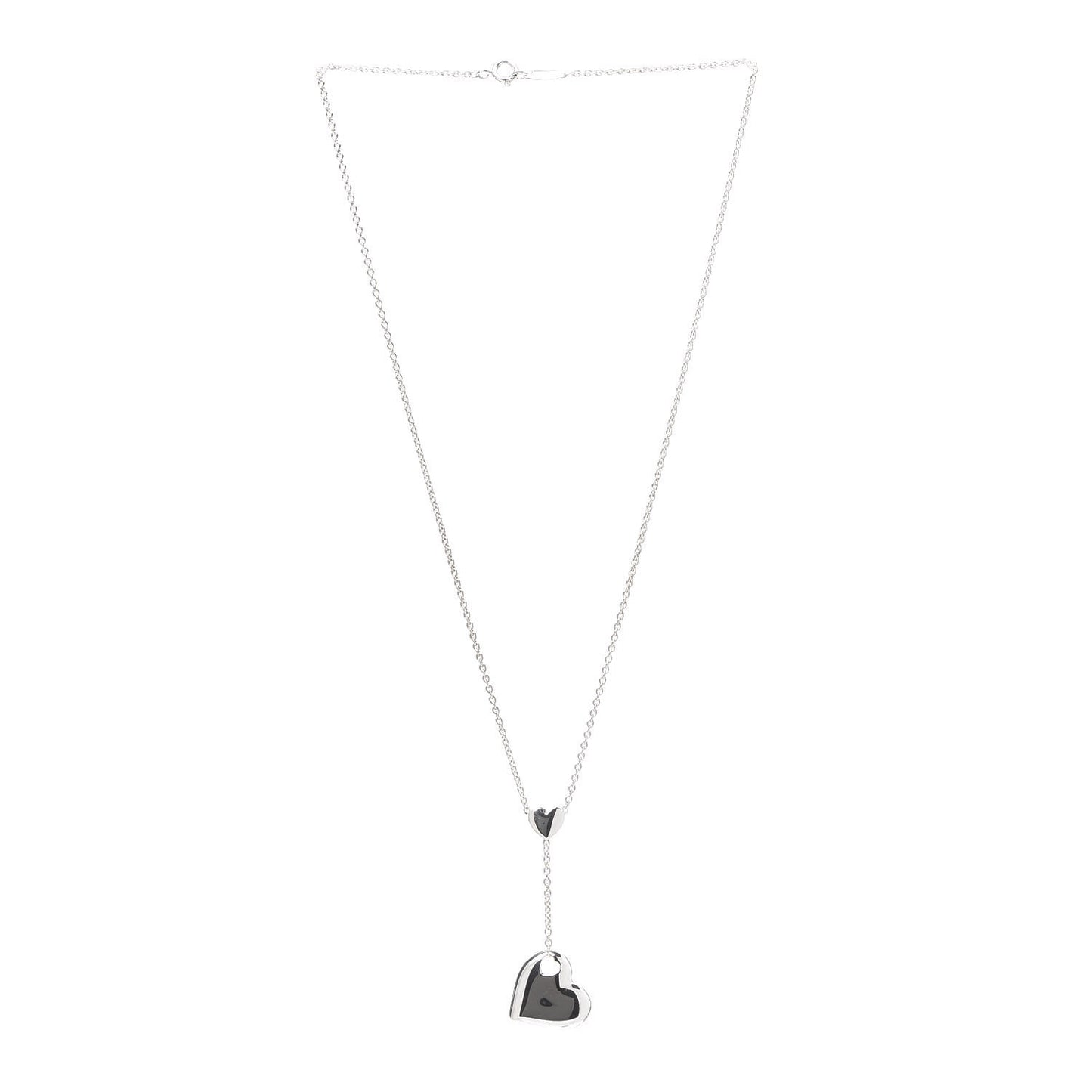 Sterling Silver Double Heart Cutout Pendant Necklace